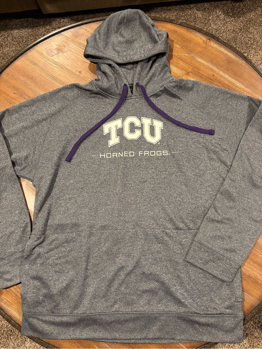 Champion Gray TCU Horned Frogs Hoodie with Purple Drawstrings